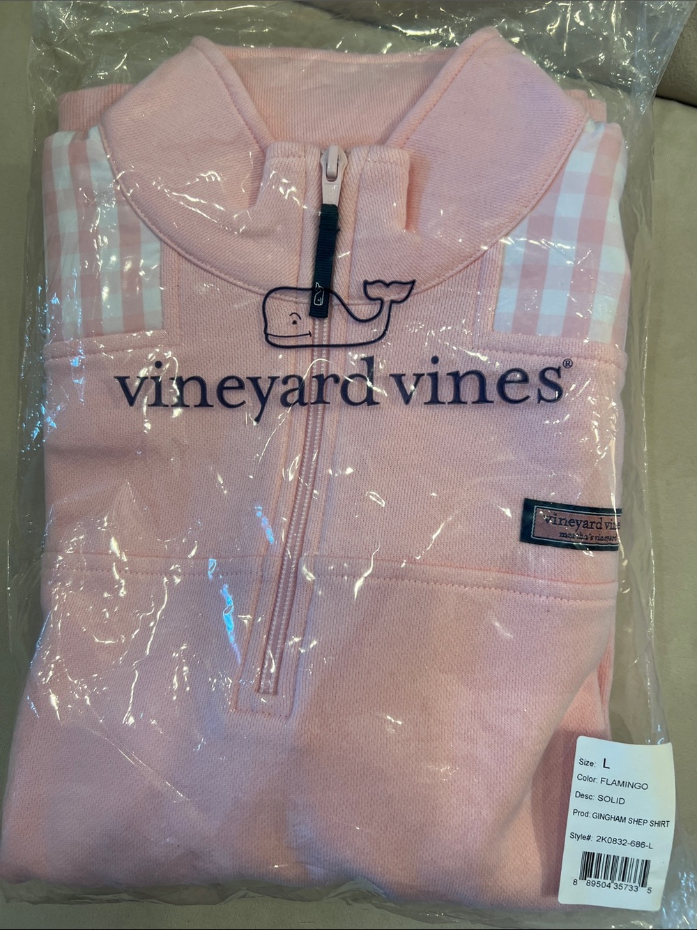NWT Vineyard Vines Shep Shirt Light Pink Quarter-Zip Mock Neck Pullover - Picture 8 of 8